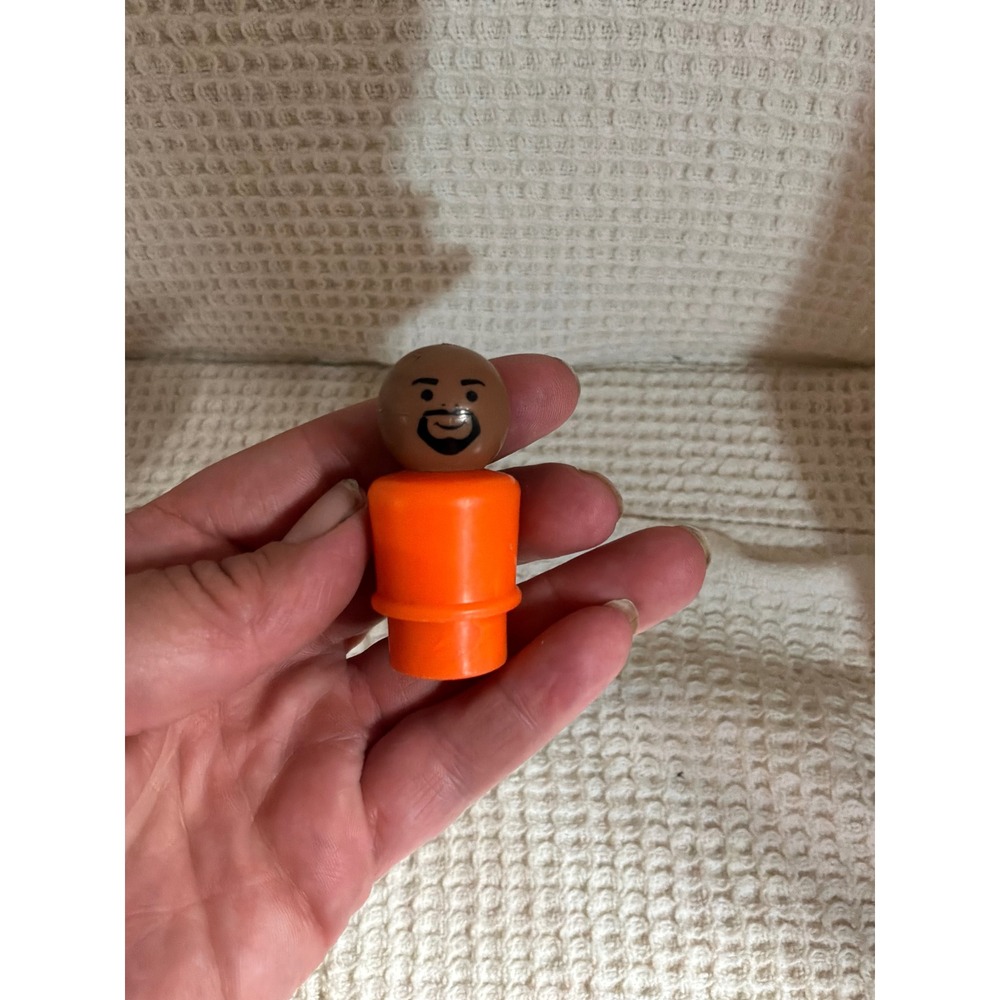 Vintage Kids Fisher Price Little People Peg Figure OS Orange